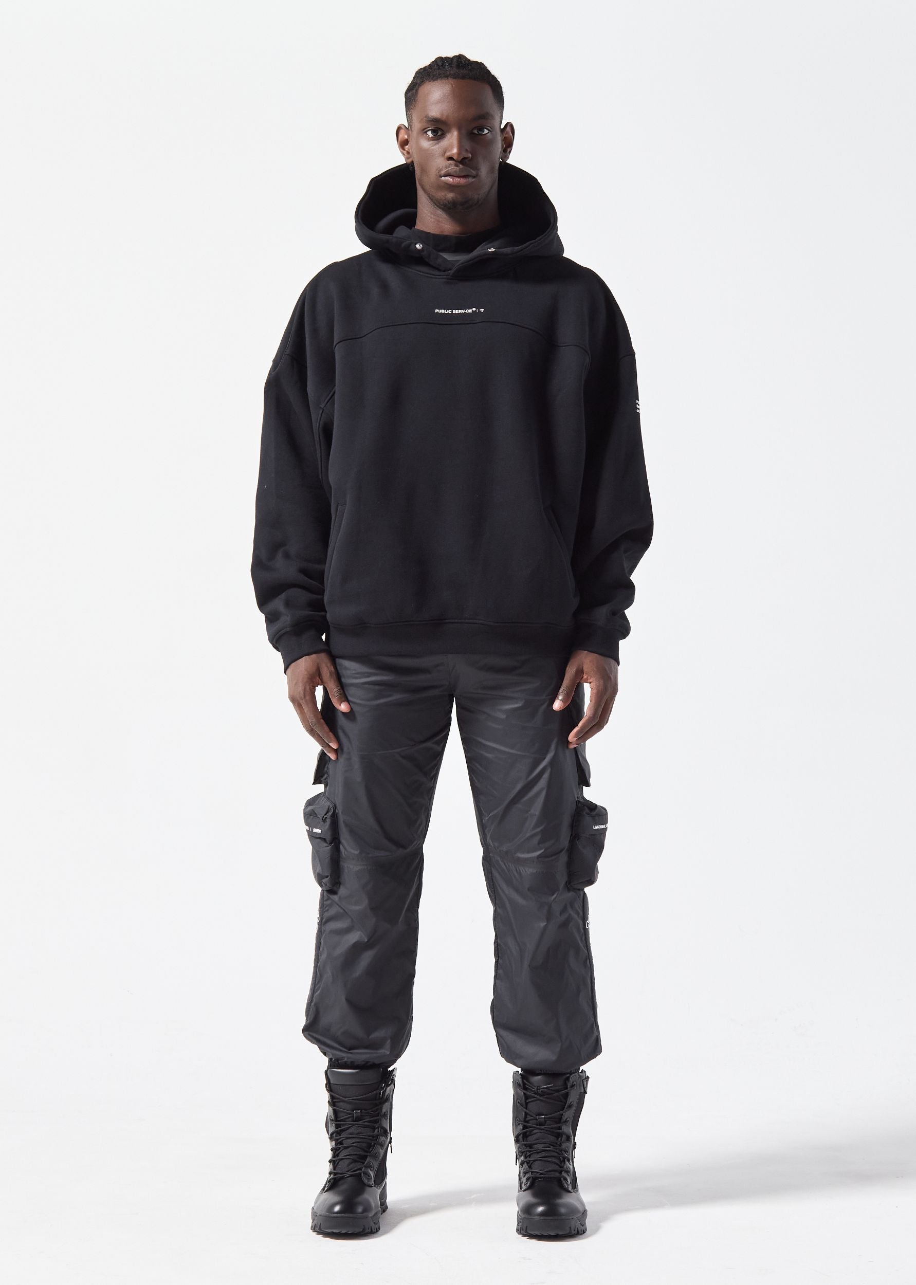 Best designer Spring hoodie in black organic cotton – PUBLIC SERV-CE